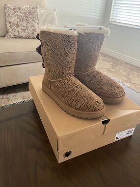 UGG Women's Brown Winter Boots with Bow Accents